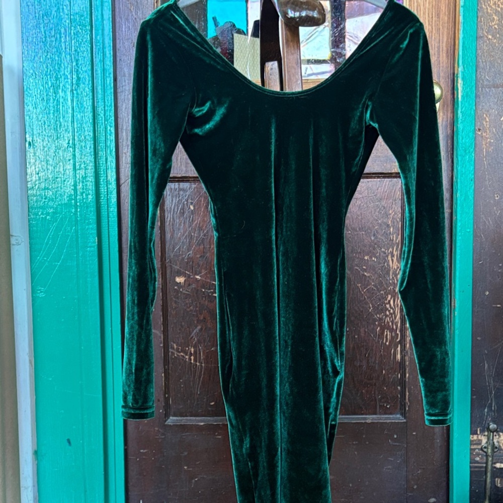 American Apparel Elegant Green Velvet Dress